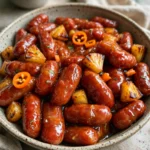 Slow Cooker Cranberry Pineapple Kielbasa Appetizer