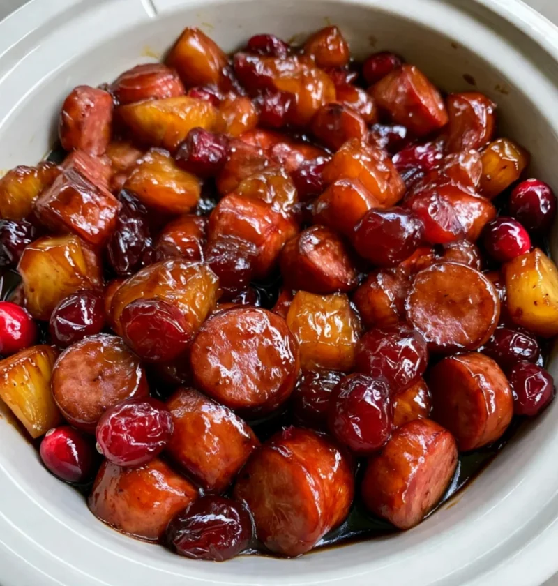 Slow Cooker Cranberry Pineapple Kielbasa Appetizer