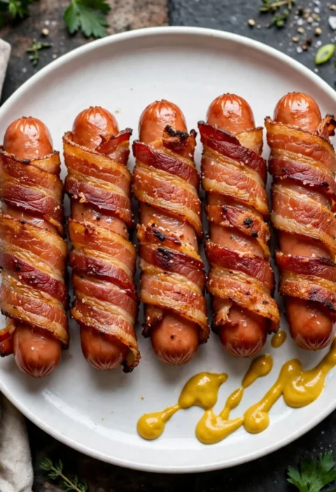 Air Fryer Bacon Wrapped Hot Dogs