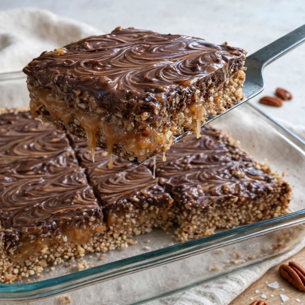 Aunt Martha's 4-Ingredient Sweet and Salty Chocolate Caramel Bars - Aunt Martha's 4-Ingredient Sweet and Salty Chocolate Caramel Bars