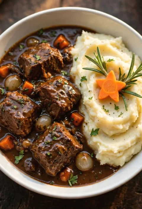 Beef Stew with Mashed Potatoes