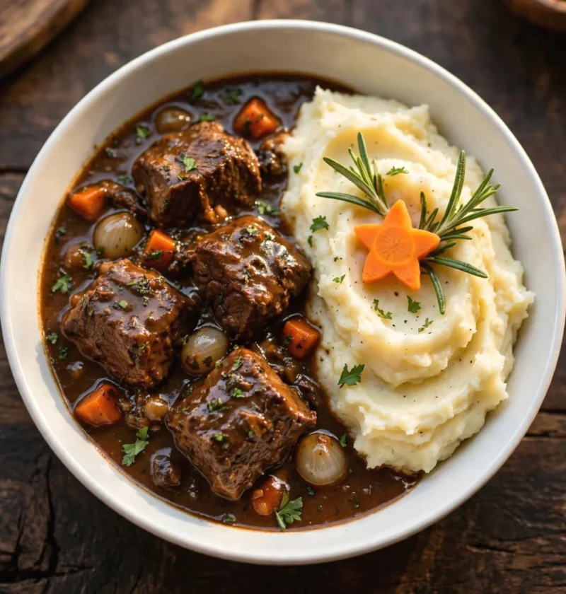 Beef Stew with Mashed Potatoes