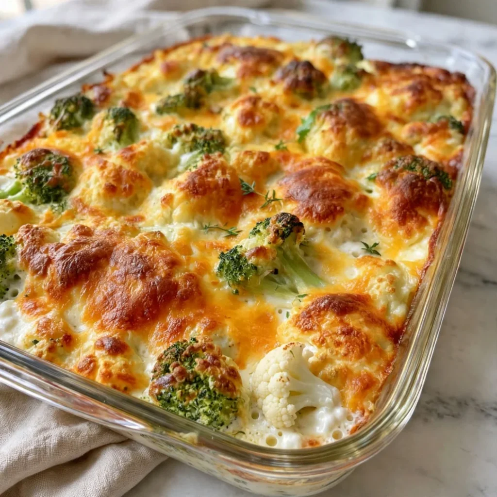 Broccoli & Cauliflower Cottage Cheese Bake