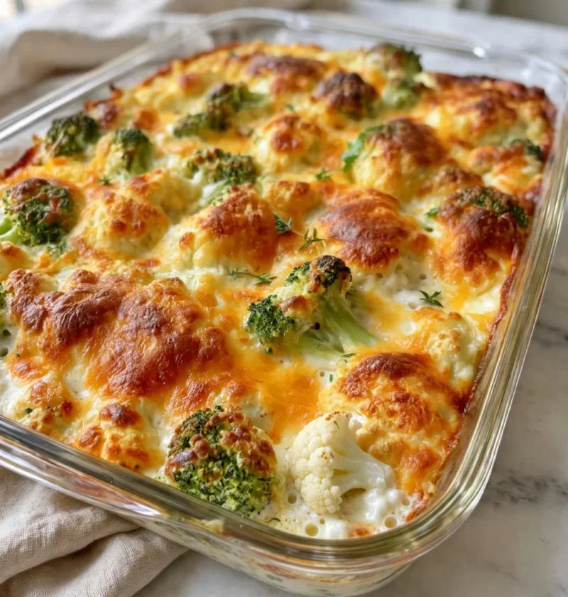Broccoli & Cauliflower Cottage Cheese Bake