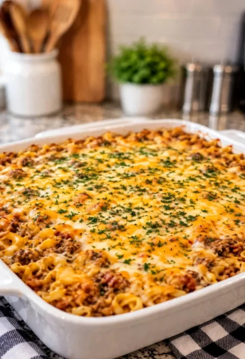Cheesy Egg Noodle Bake
