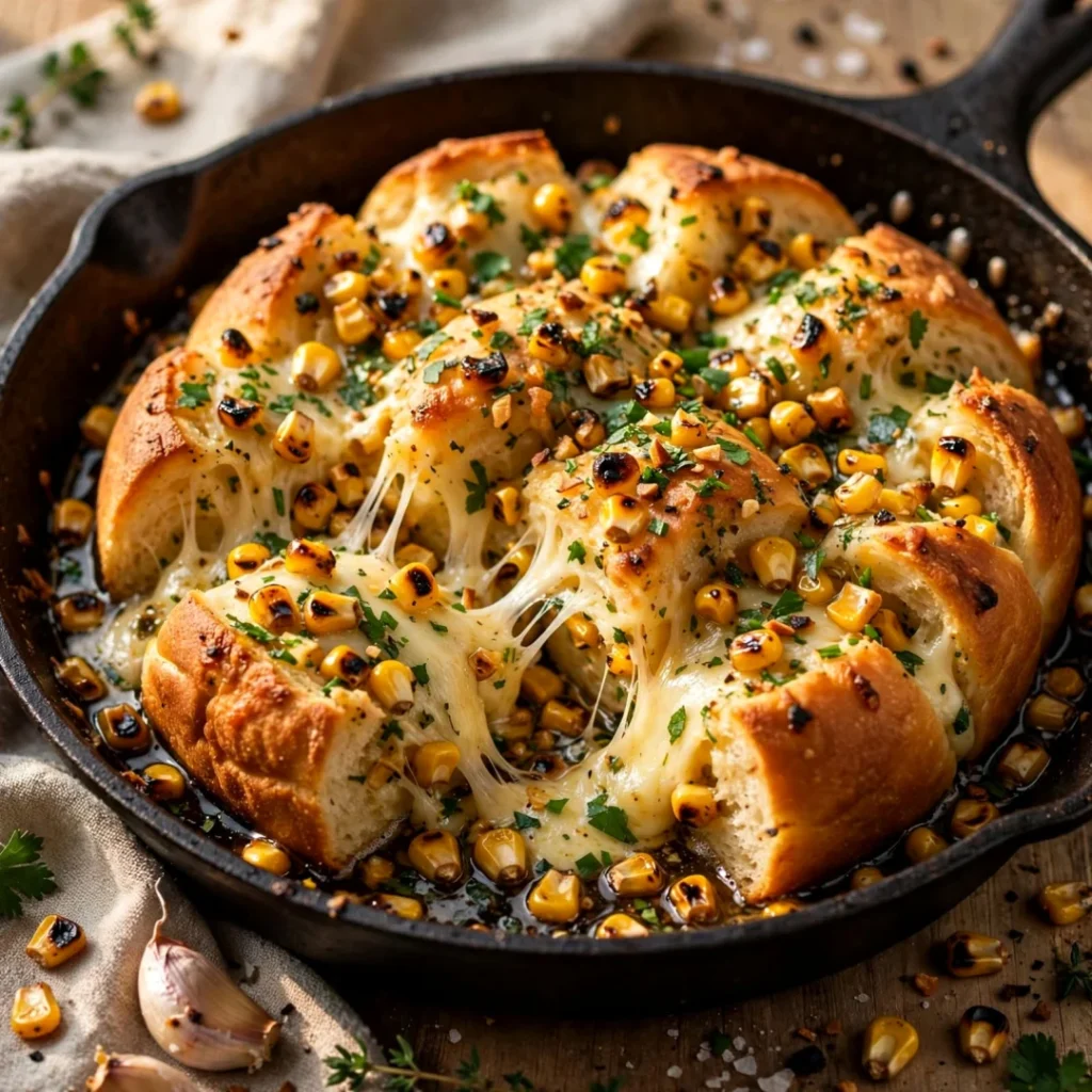 Cheesy Garlic Corn Pull-Apart Bread