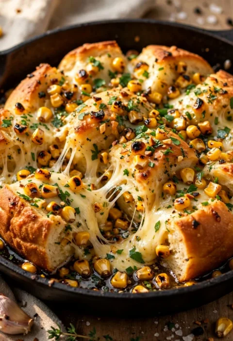 Cheesy Garlic Corn Pull-Apart Bread