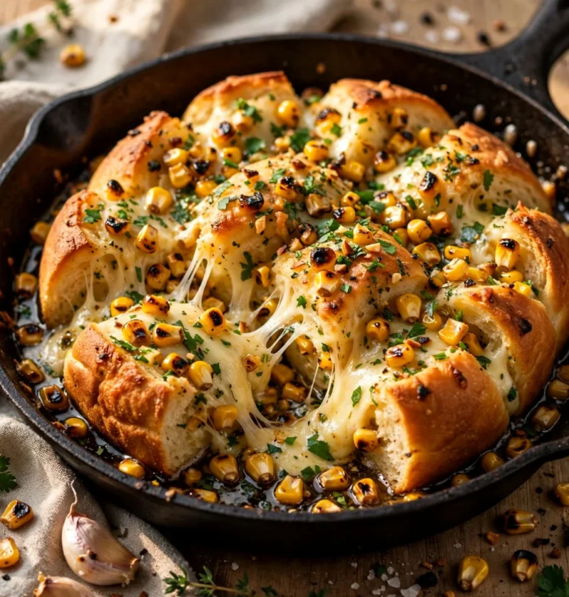 Cheesy Garlic Corn Pull-Apart Bread