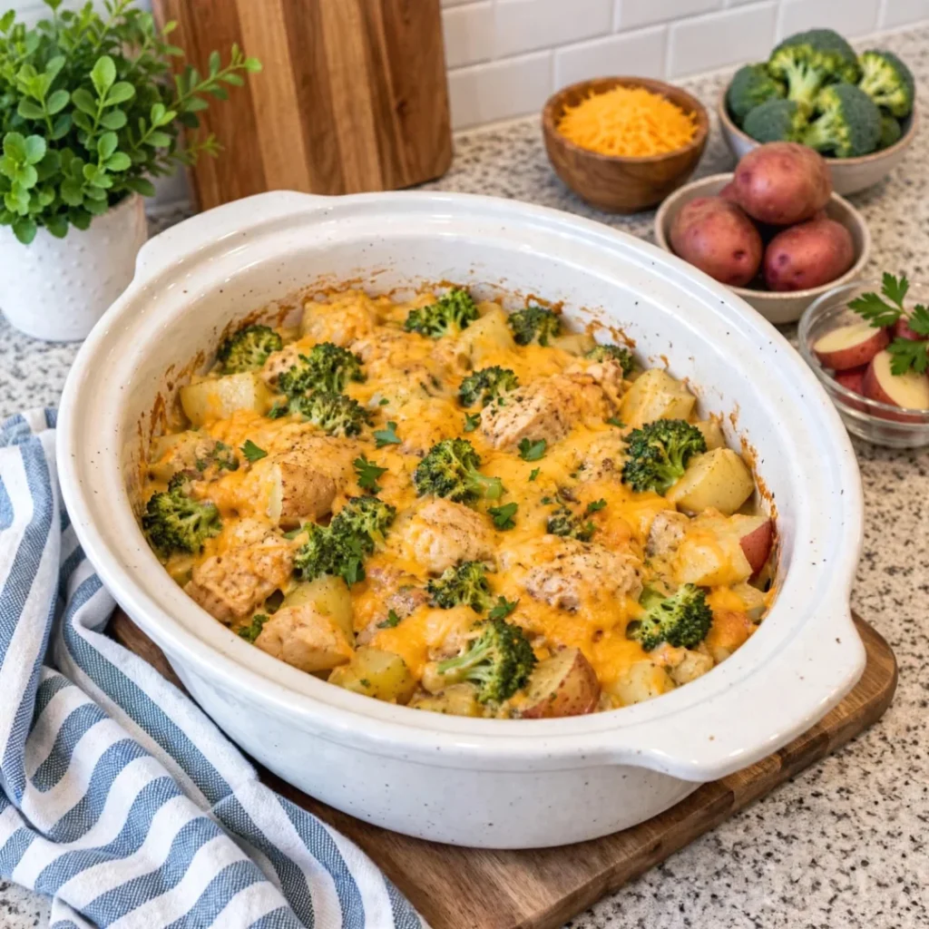 Crockpot Cheddar Broccoli Chicken and Potatoes Delight!