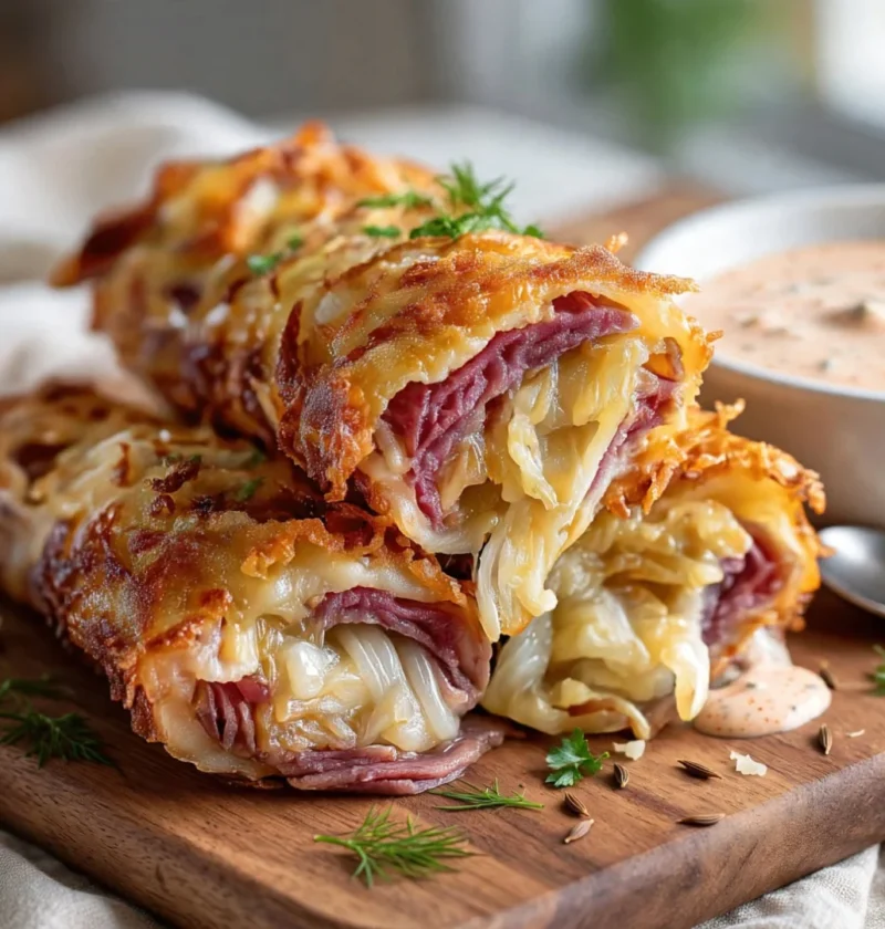 Keto Crispy Reuben Roll-Ups