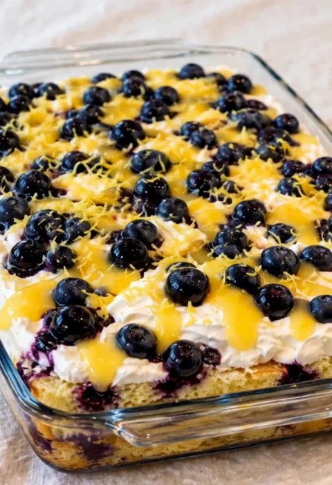 Lemon Blueberry Poke Cake