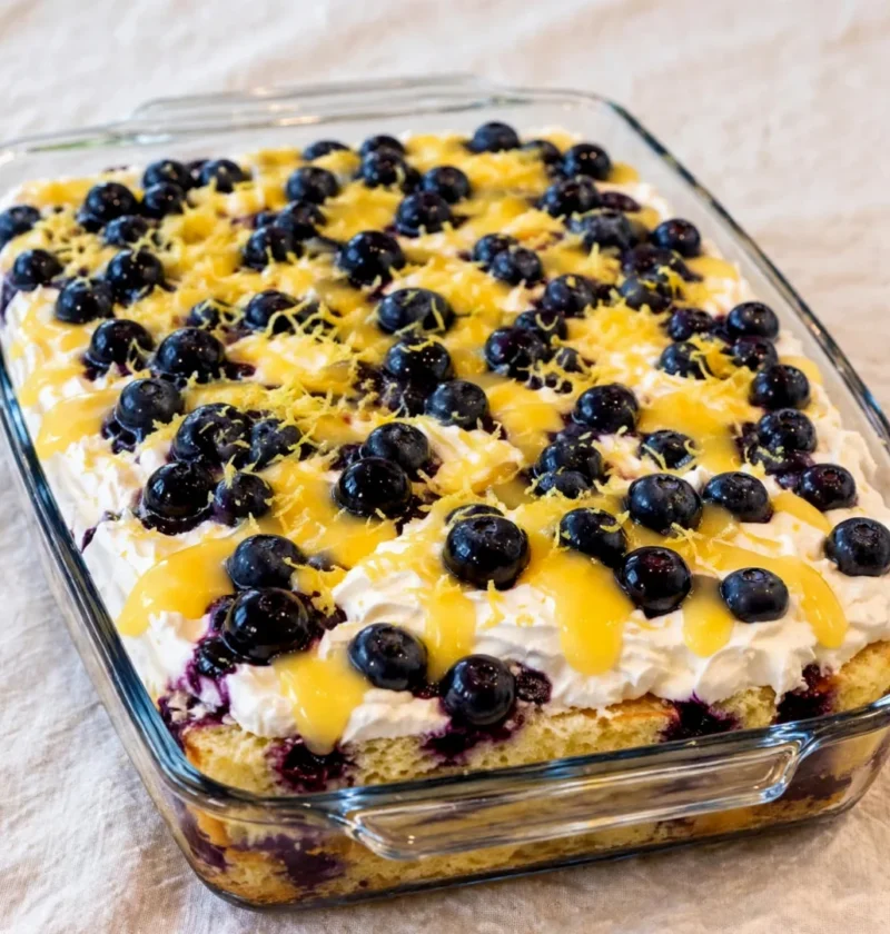 Lemon Blueberry Poke Cake