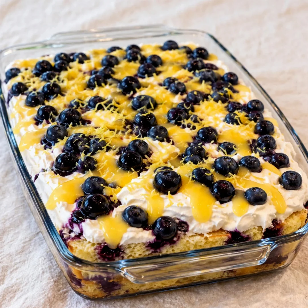 Lemon Blueberry Poke Cake