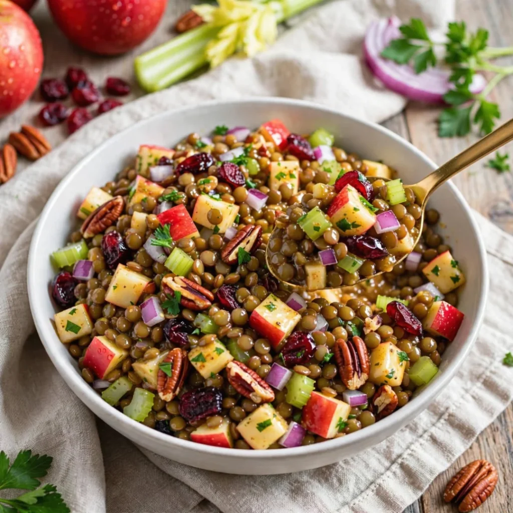 Lentil Apple Salad with Honey Mustard Dressing - Lentil Apple Salad with Honey Mustard Dressing