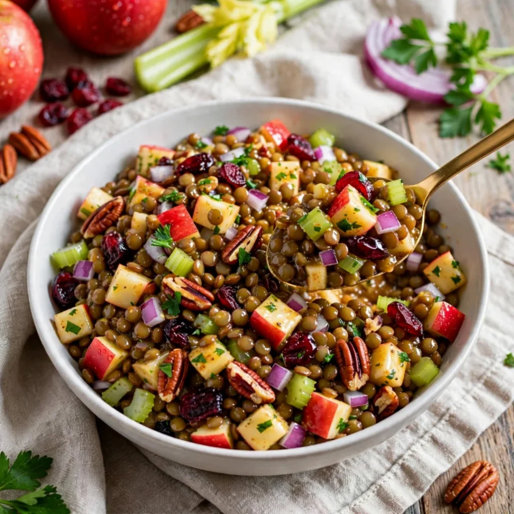 Lentil Apple Salad with Honey Mustard Dressing