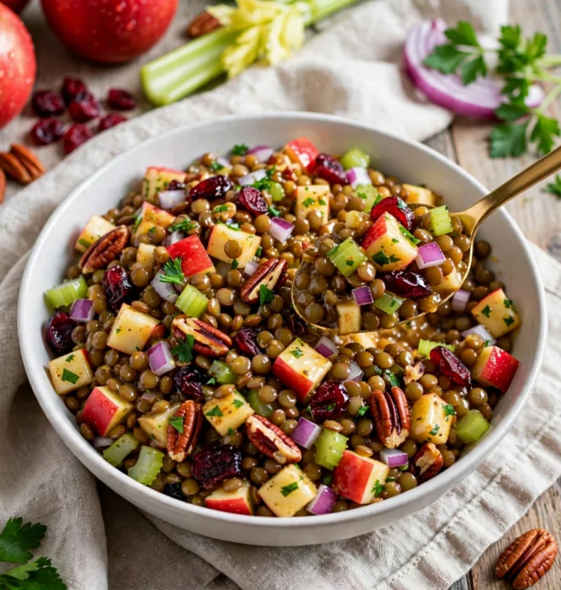 Lentil Apple Salad with Honey Mustard Dressing