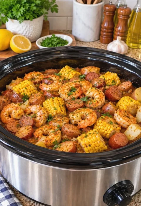Slow Cooker Cajun Shrimp Boil