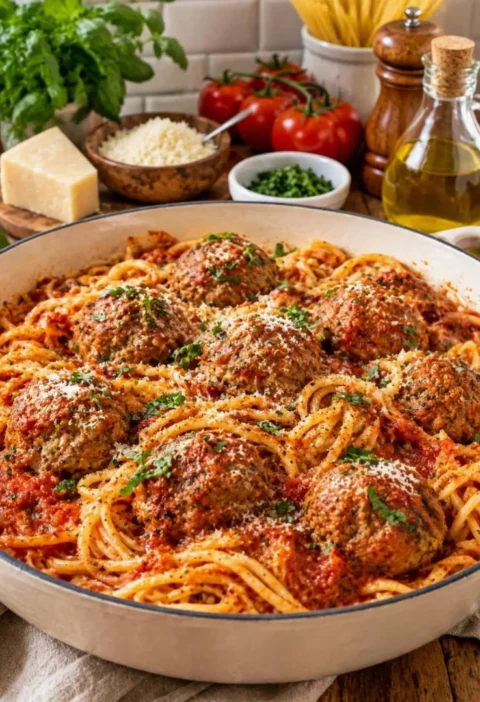 Spaghetti and meatballs