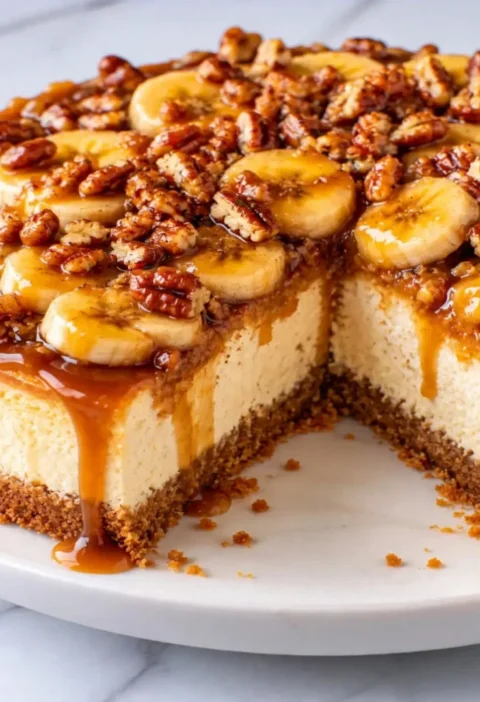 Banana Caramel Nut Cheesecake