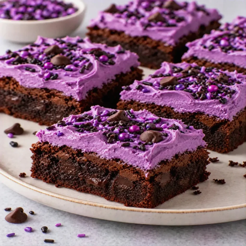 Brownies with Purple Frosting – Fudgy and Colorful