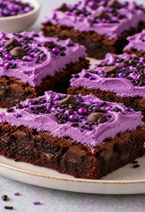Brownies with Purple Frosting