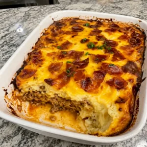 Cowboy meatloaf and potato casserole is a family favorite!