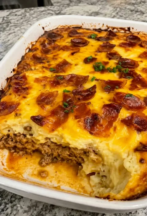 Cowboy meatloaf and potato casserole