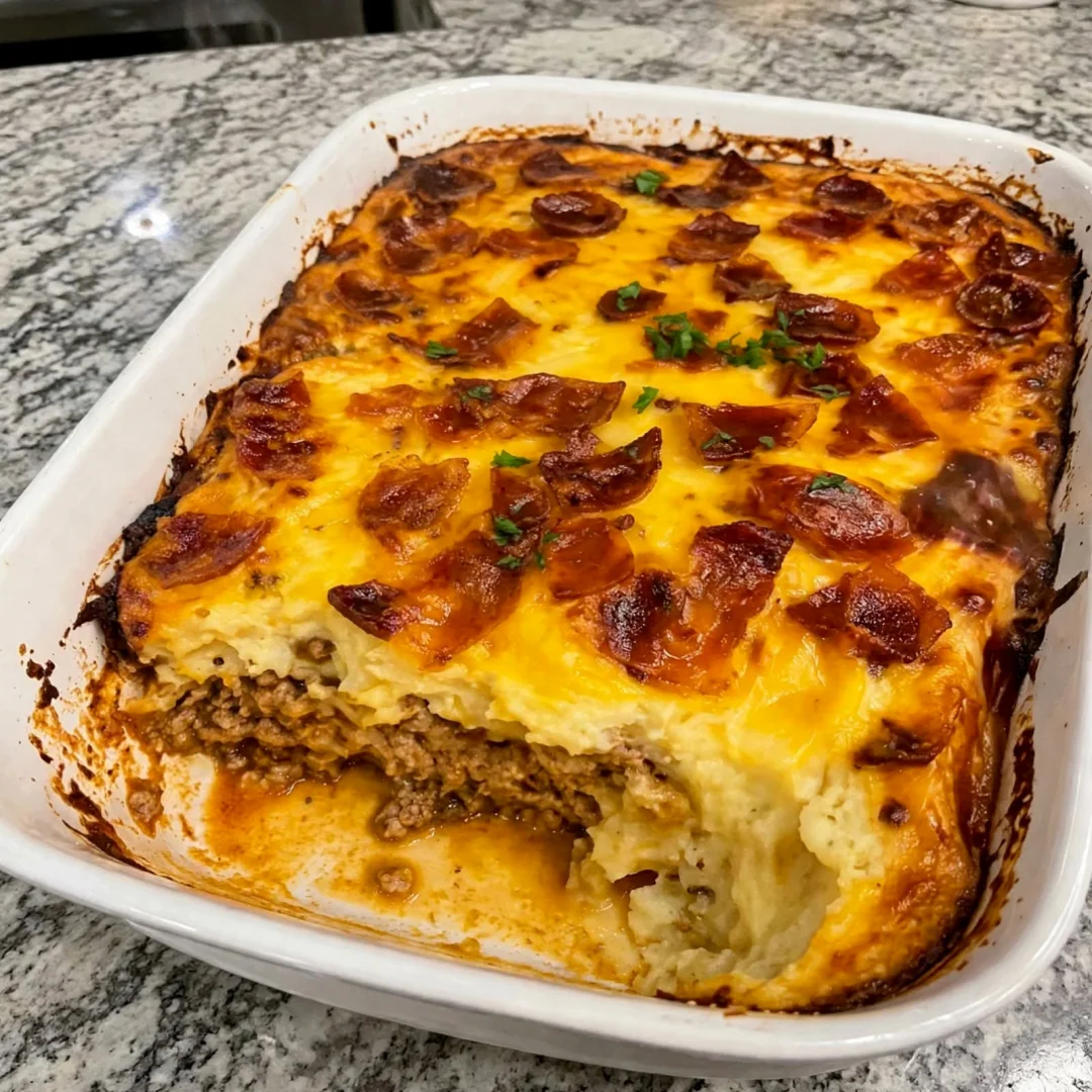 Cowboy Meatloaf and Potato Casserole