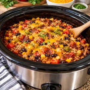 High Protein Crock Pot Cowboy Casserole is Delicious!