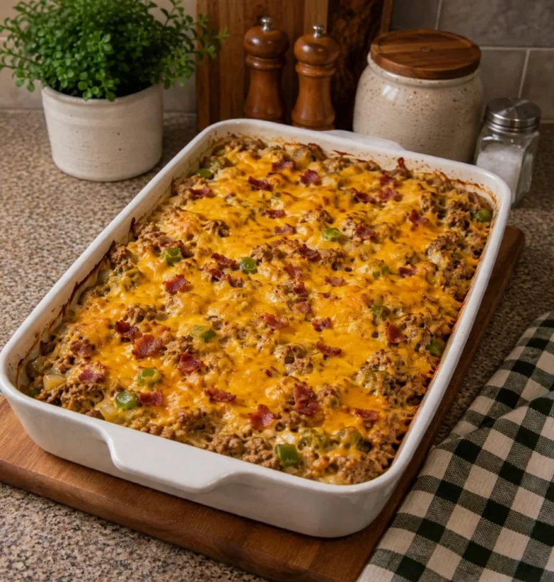 Keto Low Carb Philly Cheesesteak Casserole