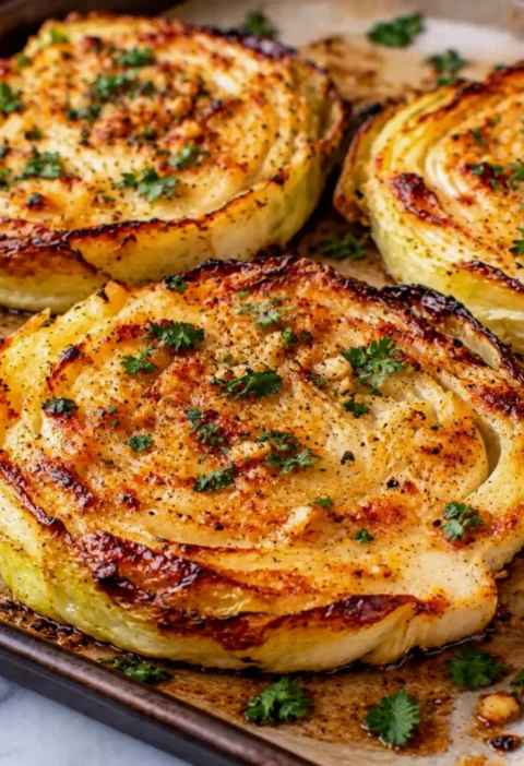 Oven Roasted Garlic Cabbage Steaks