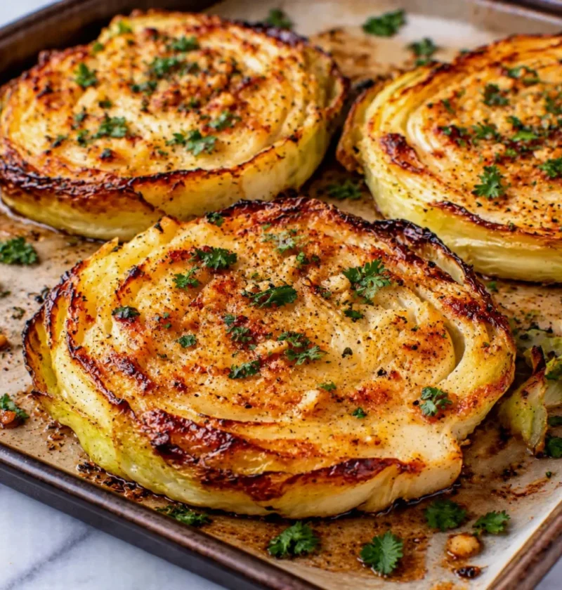 Oven Roasted Garlic Cabbage Steaks