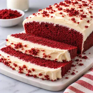 Red Velvet Loaf Cake with Vanilla Frosting – Easy and Delicious