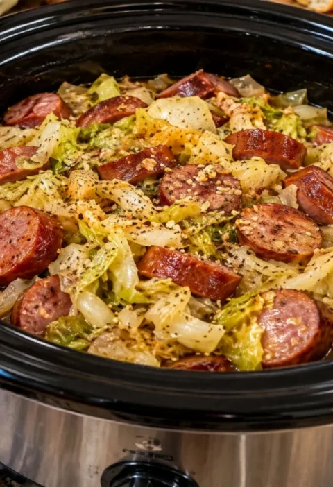 Slow Cooker Sausage and Cabbage
